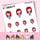 MIXED FEELINGS EMOTI GIRLS  | POSEMII CHARACTER STICKERS | 7 OPTIONS