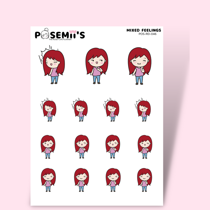 MIXED FEELINGS EMOTI GIRLS  | POSEMII CHARACTER STICKERS | 7 OPTIONS