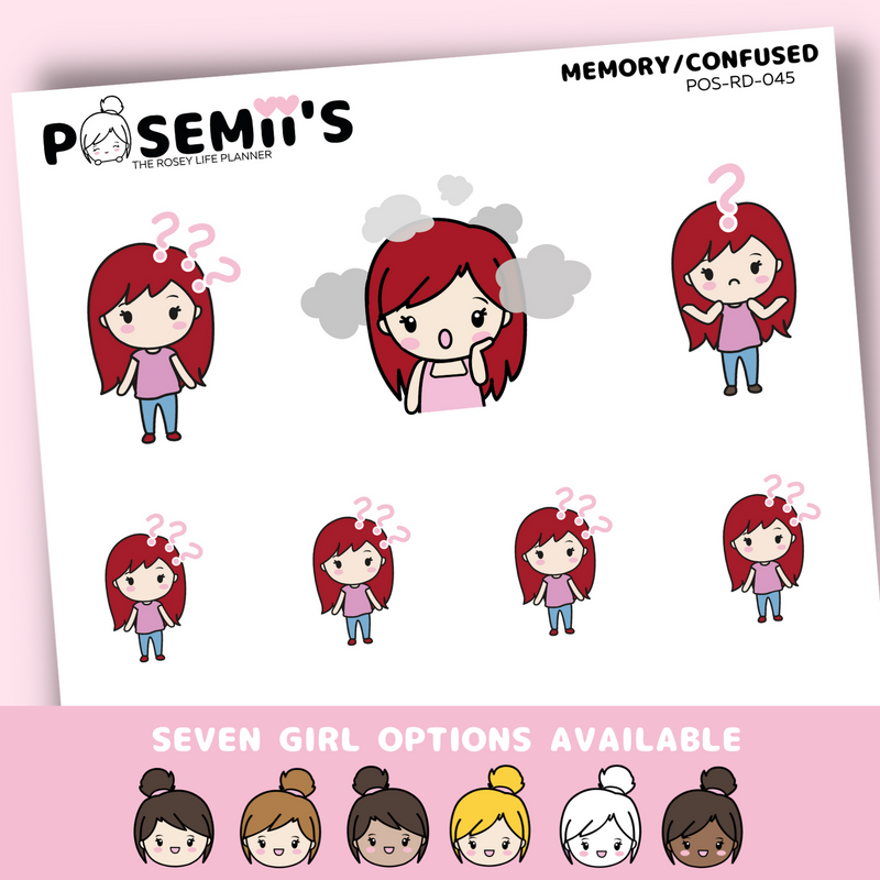 CONFUSED EMOTI GIRLS  | POSEMII CHARACTER STICKERS | 7 OPTIONS