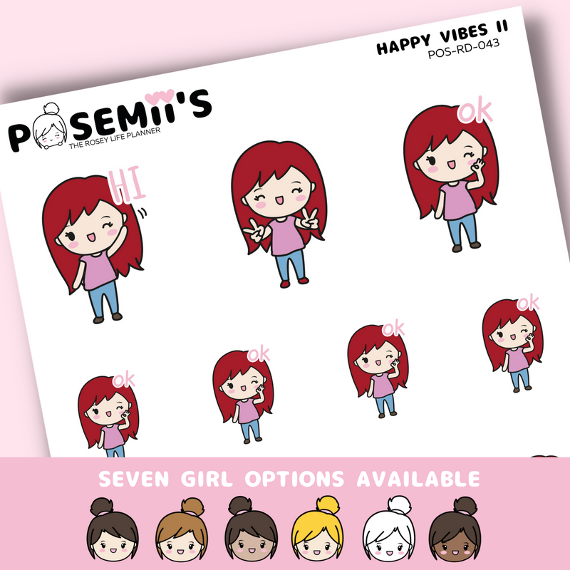 HAPPY 2 EMOTI GIRLS  | POSEMII CHARACTER STICKERS | 7 OPTIONS