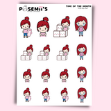 TIME OF THE MONTH EMOTI GIRLS  | POSEMII CHARACTER STICKERS | 7 OPTIONS