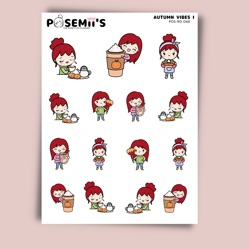 AUTUMN VIBES 1 EMOTI GIRLS  | POSEMII CHARACTER STICKERS | 7 OPTIONS