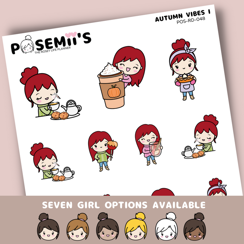 AUTUMN VIBES 1 EMOTI GIRLS  | POSEMII CHARACTER STICKERS | 7 OPTIONS