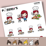 COOKING EMOTI GIRLS  | POSEMII CHARACTER STICKERS | 7 OPTIONS