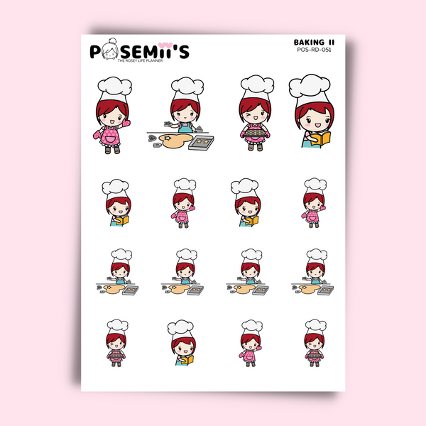 BAKING 2 EMOTI GIRLS  | POSEMII CHARACTER STICKERS | 7 OPTIONS