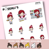 CRAFTS EMOTI GIRLS  | POSEMII CHARACTER STICKERS | 7 OPTIONS