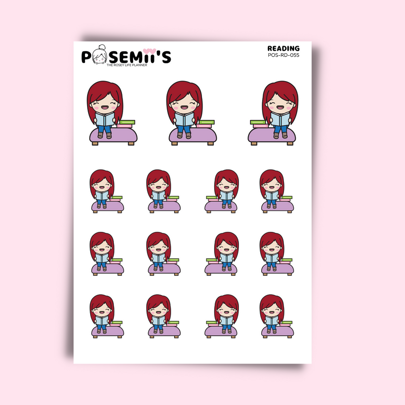 READING EMOTI GIRLS  | POSEMII CHARACTER STICKERS | 7 OPTIONS