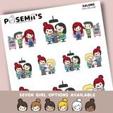 SALONS EMOTI GIRLS  | POSEMII CHARACTER STICKERS | 7 OPTIONS