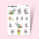 EASTER 1 EMOTI GIRLS  | POSEMII CHARACTER STICKERS | 7 OPTIONS