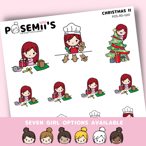 CHRISTMAS 2 EMOTI GIRLS | POSEMII CHARACTER STICKERS | 7 OPTIONS