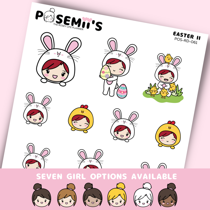 EASTER 2 EMOTI GIRLS  | POSEMII CHARACTER STICKERS | 7 OPTIONS