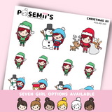 CHRISTMAS 3 EMOTI GIRLS | POSEMII CHARACTER STICKERS | 7 OPTIONS