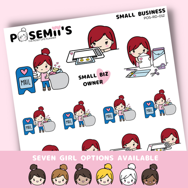 SMALL BUSINESS EMOTI GIRLS  | POSEMII CHARACTER STICKERS | 7 OPTIONS