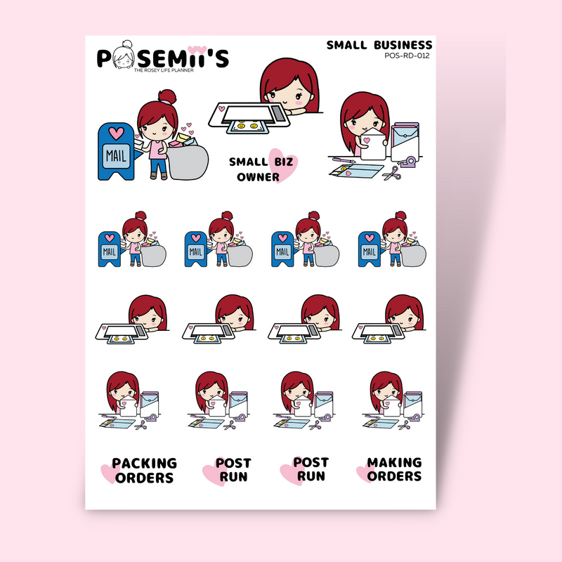 SMALL BUSINESS EMOTI GIRLS  | POSEMII CHARACTER STICKERS | 7 OPTIONS