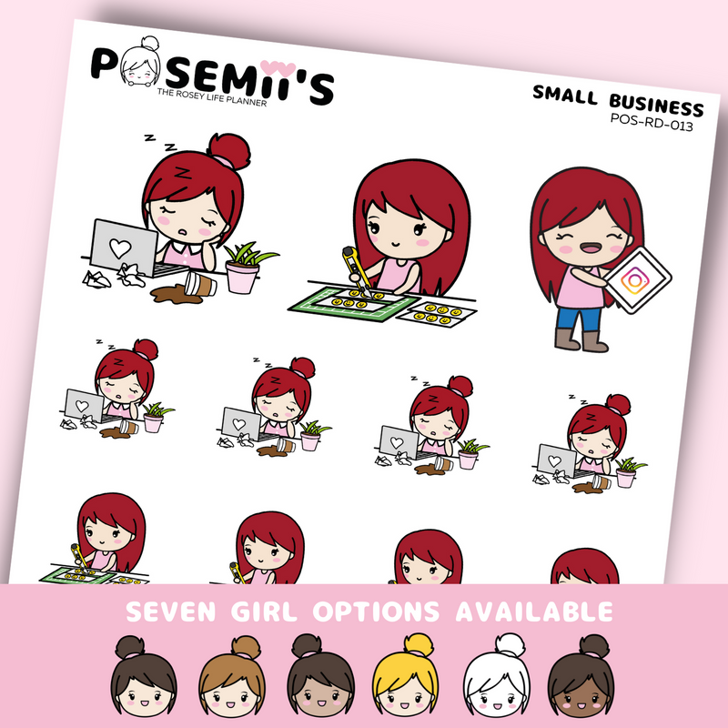 SMALL BUSINESS EMOTI GIRLS PT.2  | POSEMII CHARACTER STICKERS | 7 OPTIONS