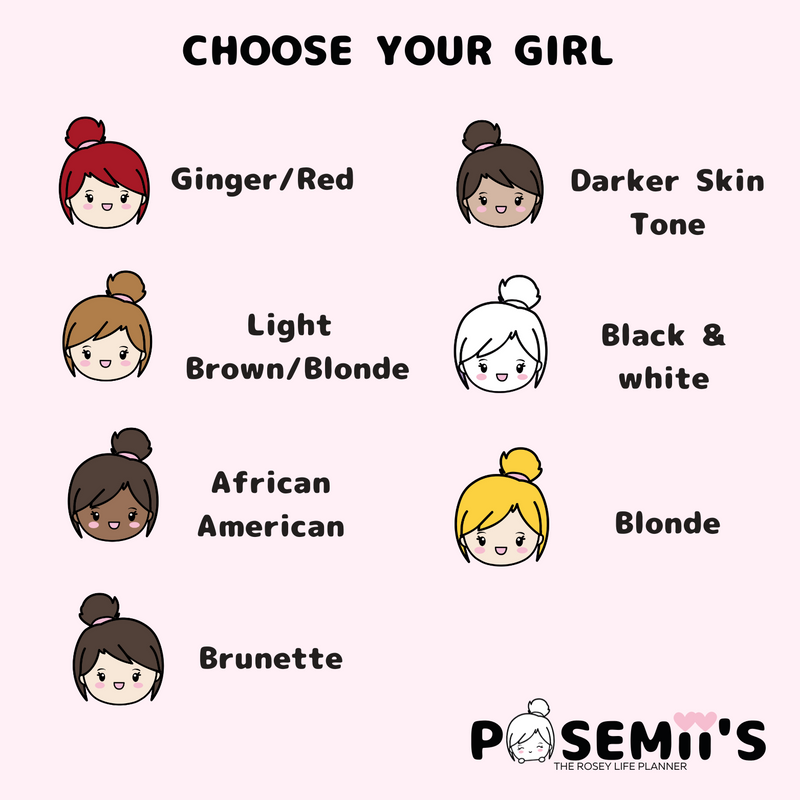 SELFCARE EMOTI GIRLS | POSEMII CHARACTER STICKERS | 7 OPTIONS