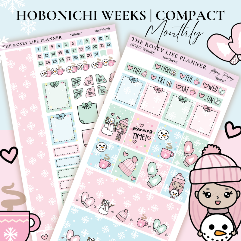 STICKER KIT | Winter | MONTHLY | COMPACT- HOBONICHI WEEKS - A6 - PASSPORT