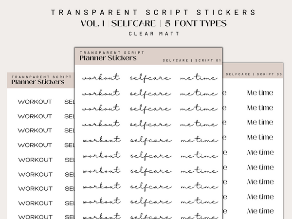 FUNCTIONAL SCRIPT STICKERS | SELFCARE | Clear Matte