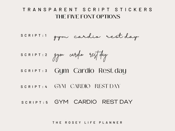 FUNCTIONAL SCRIPT STICKERS | WORKOUT | Clear Matte