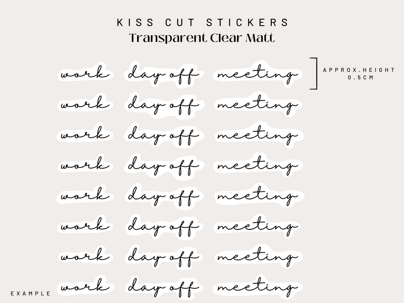 FUNCTIONAL SCRIPT STICKERS | TASKS | Clear Matte