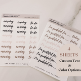 SET OF 4 SHEETS FUNCTIONAL | CUSTOM TEXT & COLOR STICKERS | Clear Matte