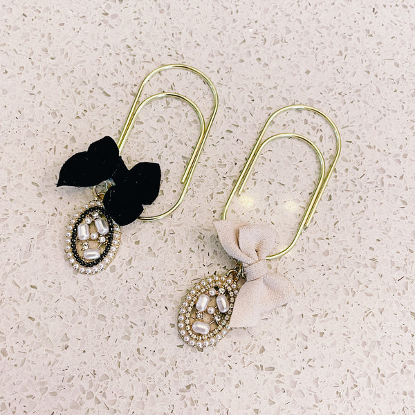 PLANNER CLIP | GOLD | BOW  | LUXE | BLACK & BEIGE