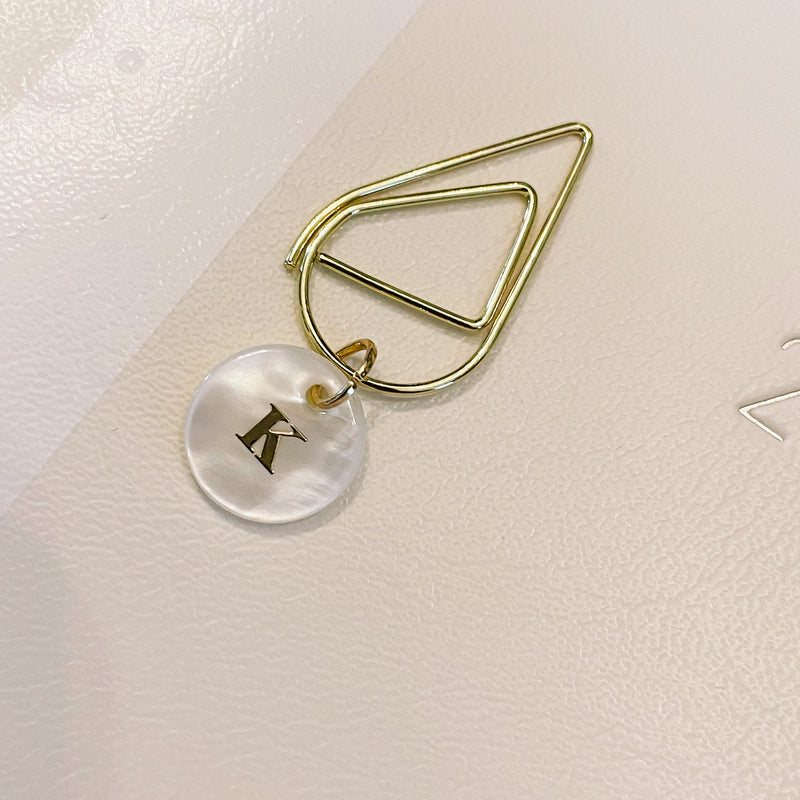 PLANNER CLIP | GOLD | INITIAL LETTER  | LUXE | SHELL