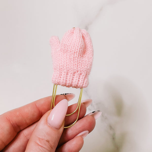 WOOL GLOVE | PLANNER CLIP | SUPER CUTE | BEIGE & PINK