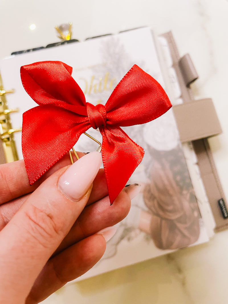 RED RIBBON BOW PLANNER CLIP
