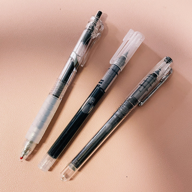 CLEAR MINIMALIST PENS - 3 STYLES