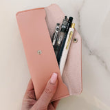 STATIONARY POUCH | PENCIL CASE | VEGAN LEATHER | PINK