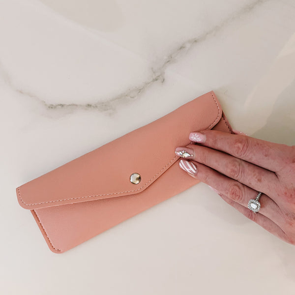 STATIONARY POUCH | PENCIL CASE | VEGAN LEATHER | PINK