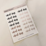 SET OF 4 SHEETS FUNCTIONAL | CUSTOM TEXT & COLOR STICKERS | Clear Matte