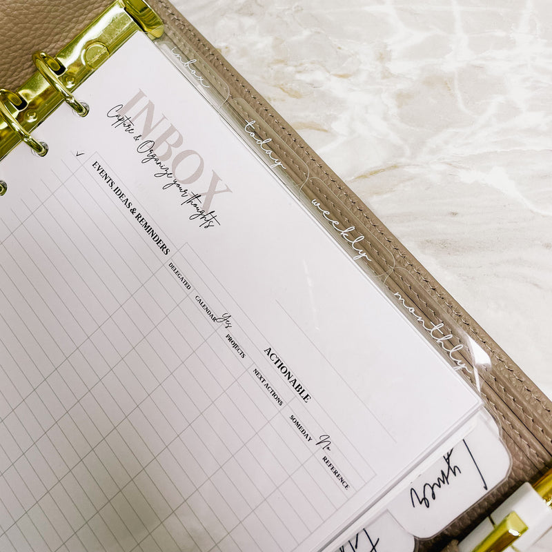 CRYSTAL CLEAR | TOP PLANNER DIVIDERS | WHITE SCRIPT FONT