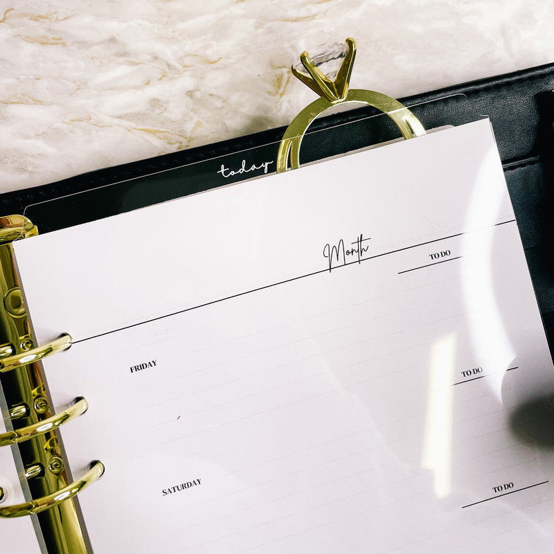 CRYSTAL CLEAR  | TOP PLANNER DIVIDER | WHITE SCRIPT FONT