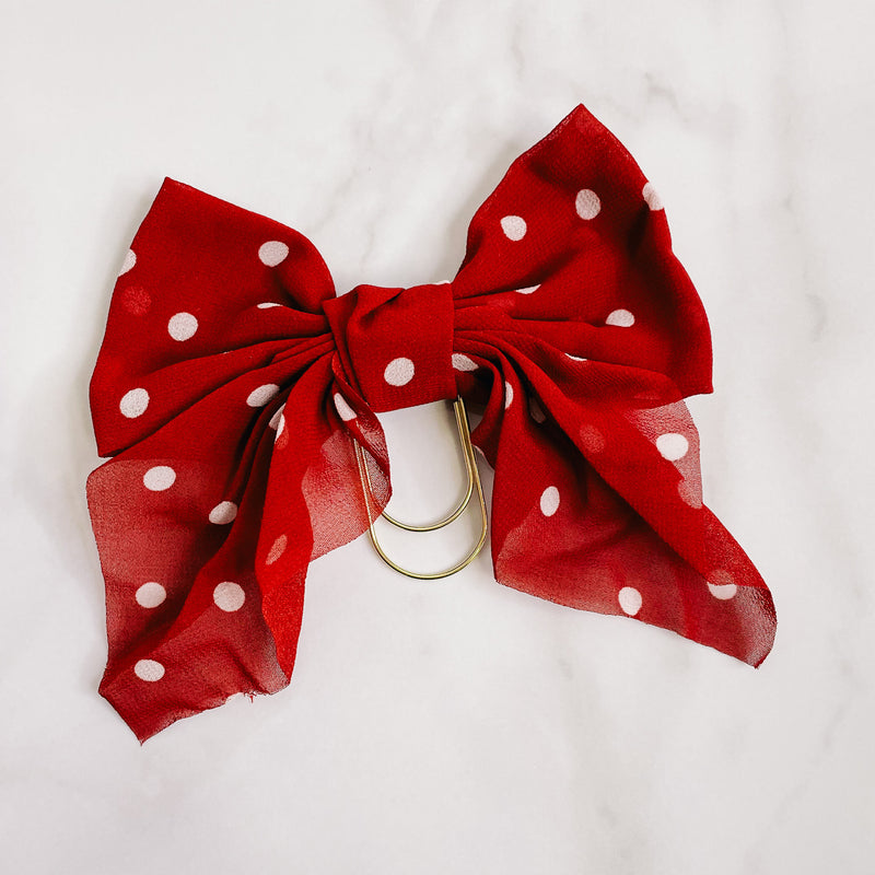 BOW PLANNER CLIP | Red Pokka Dot