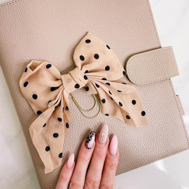 BOW PLANNER CLIP | Nude Pokka Dot