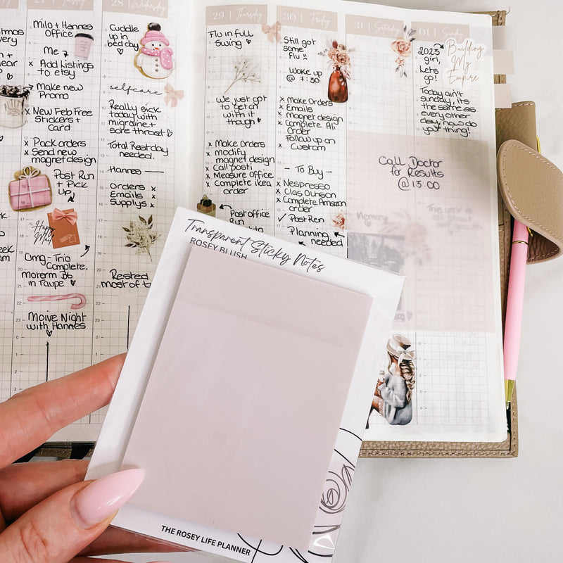 TRANSPARENT STICKY NOTES | MEMO PAD | 50 SHEETS | ROSEY BLUSH |