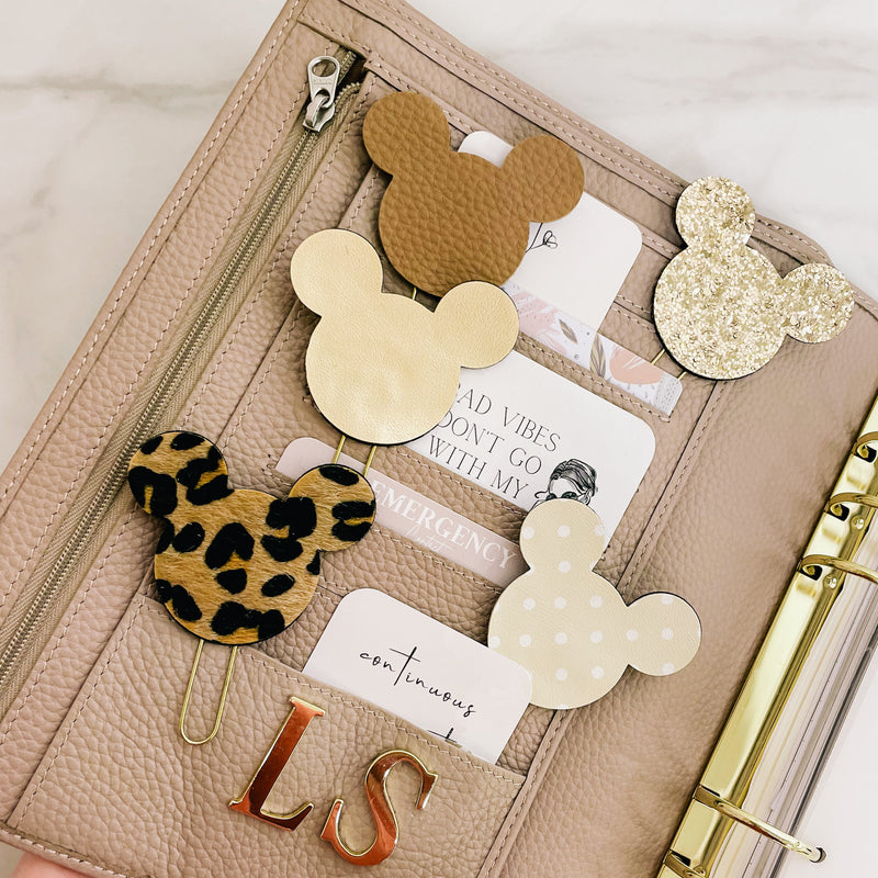 PLANNER CLIP | Nude Leopard Browns | MOUSE EARS | SPARKLY