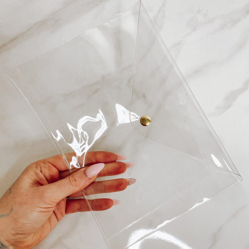 STATIONARY POUCH | CLEAR | STICKER STORAGE | GOLD