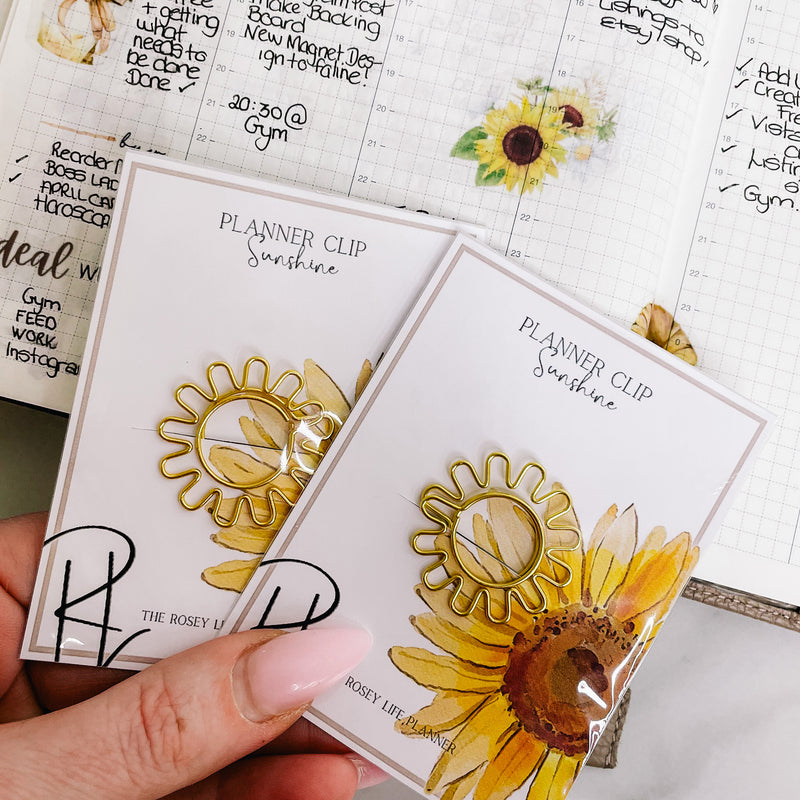 PLANNER CLIP | Sunflower | FUNCTIONAL | GOLD PAPER CLIP