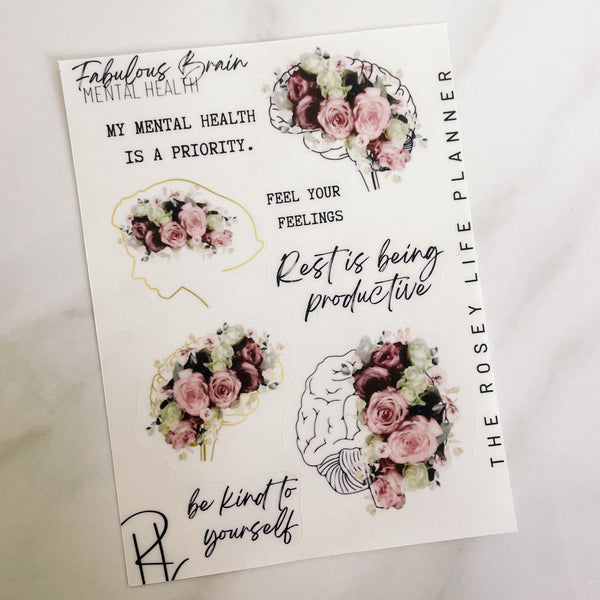 FABULOUS BRAIN | MENTAL HEALTH DECO STICKERS | CLEAR MATTE