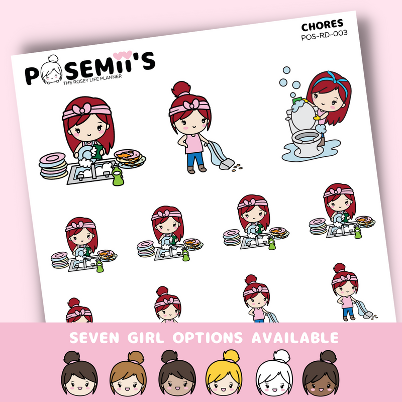 CHORES EMOTI GIRLS pt. 1 | POSEMII CHARACTER STICKERS | 7 OPTIONS