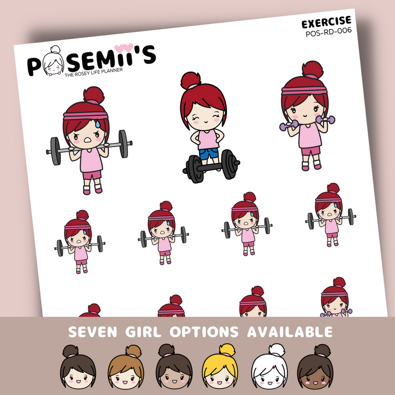 EXERCISE EMOTI GIRLS pt. 2 | POSEMII CHARACTER STICKERS | 7 OPTIONS