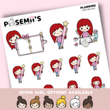 PLANNING EMOTI GIRLS pt.3  | POSEMII CHARACTER STICKERS | 7 OPTIONS