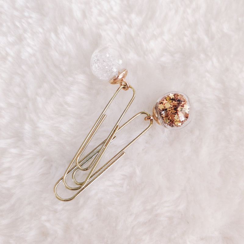 PLANNER CLIP | LUXE | GLITTER BALL | CLEAR & GOLD