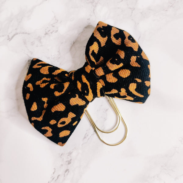 BOW PLANNER CLIP | PRINT DESIGN | LEOPARD | BLACK & MUSTARD