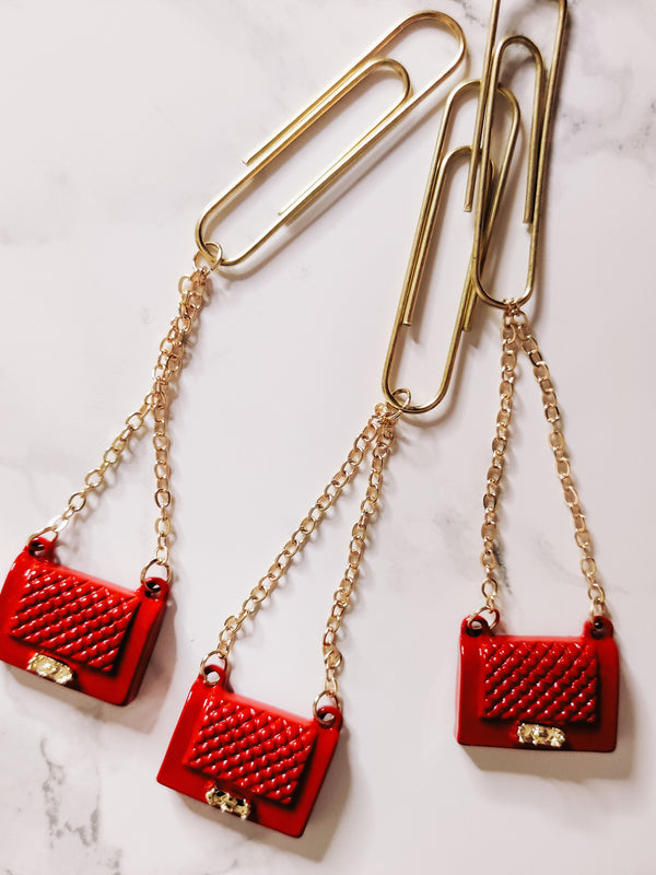 PLANNER CLIP | LUXE | HANDBAG | GOLD & RED