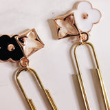 PLANNER CLIP | GOLD | FLOWER | LUXE | BLACK & WHITE