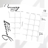 PRINTED INSERTS | 2023 MONTH ON TWO PAGES | BLACK & WHITE